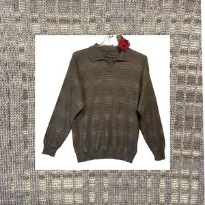 PER ME UOMO made in Italy collared long sleeve knit sweater tan pullover XL EUC
